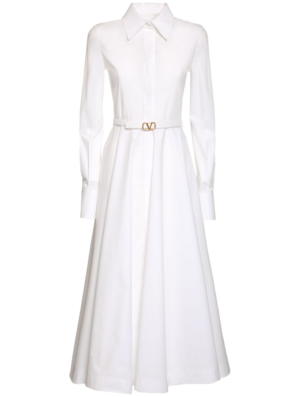 Robe Chemise Midi En Popeline De Coton & Ceinture - VALENTINO - Modalova