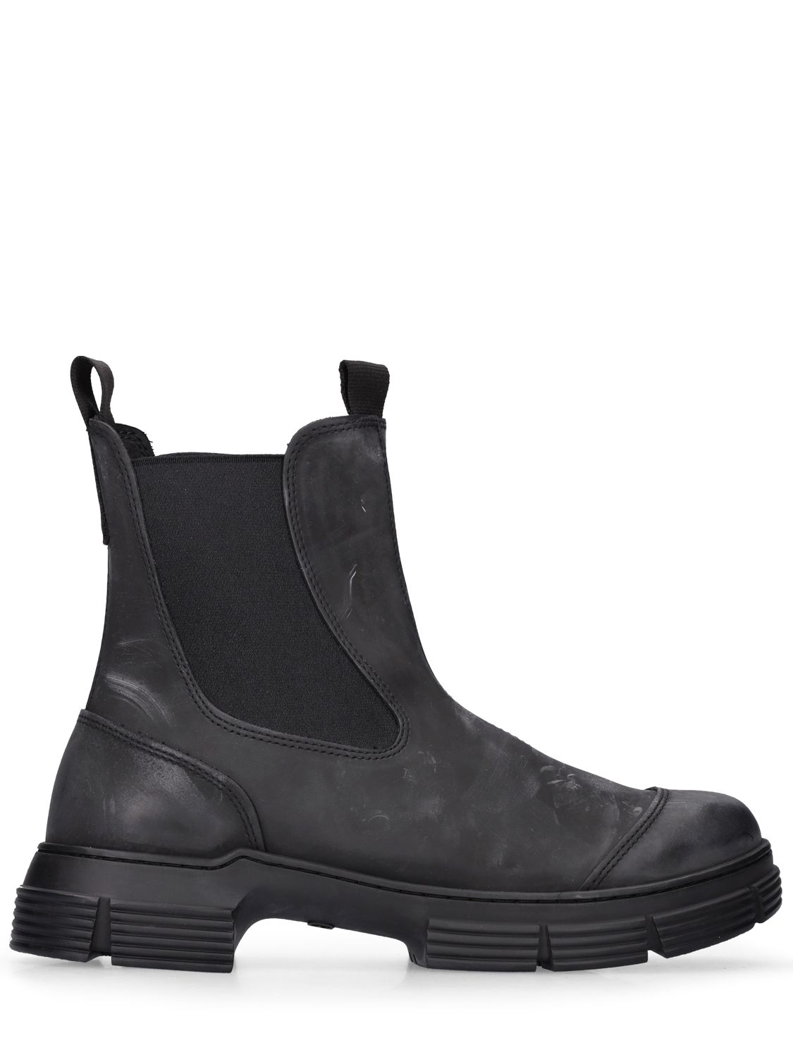 Ganni 45mm Rubber Ankle Boots In Black