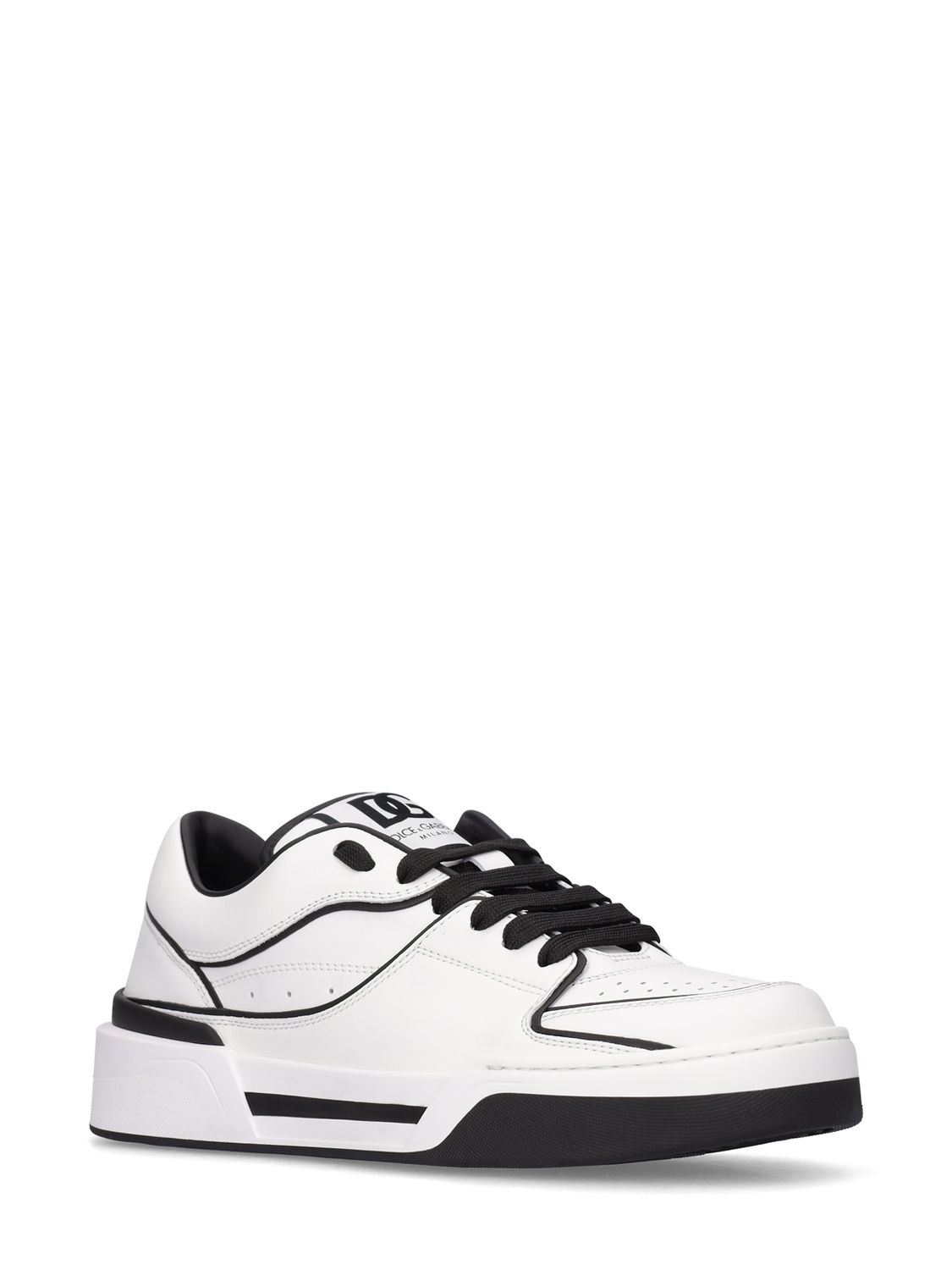 Shop Dolce & Gabbana New Roma Leather Sneakers In White,black