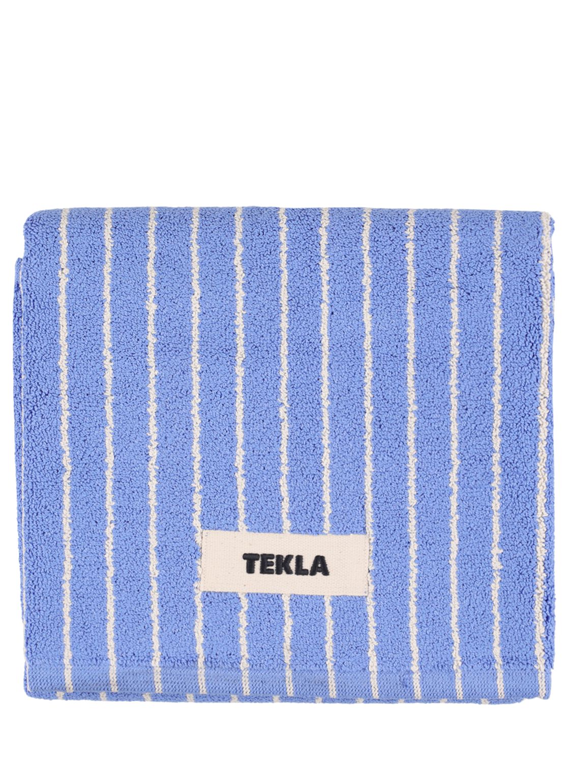 Tekla Clear Blue Stripes Bath Mat In 蓝色