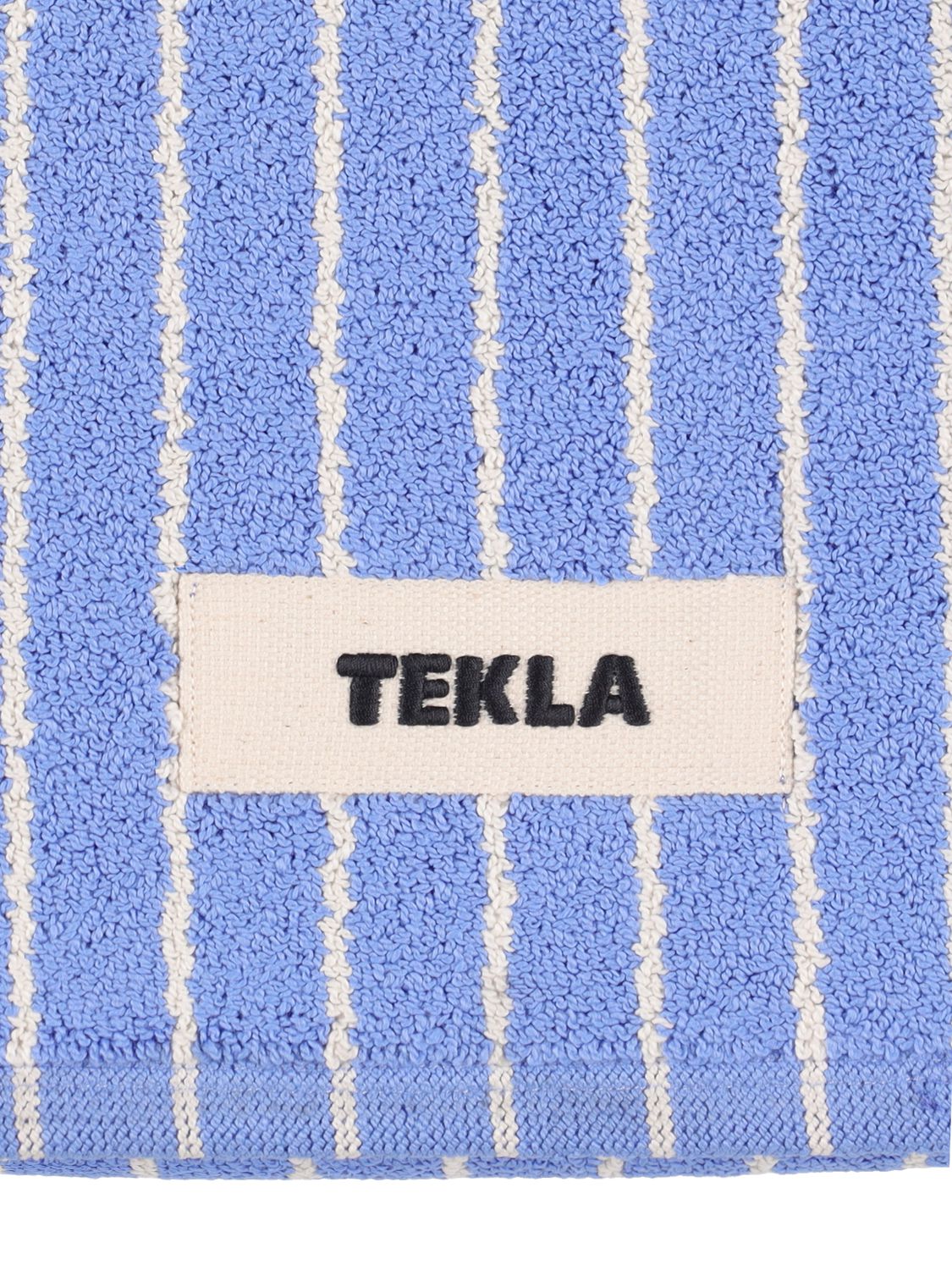 Tekla Clear Blue Stripes Bath Mat In 蓝色