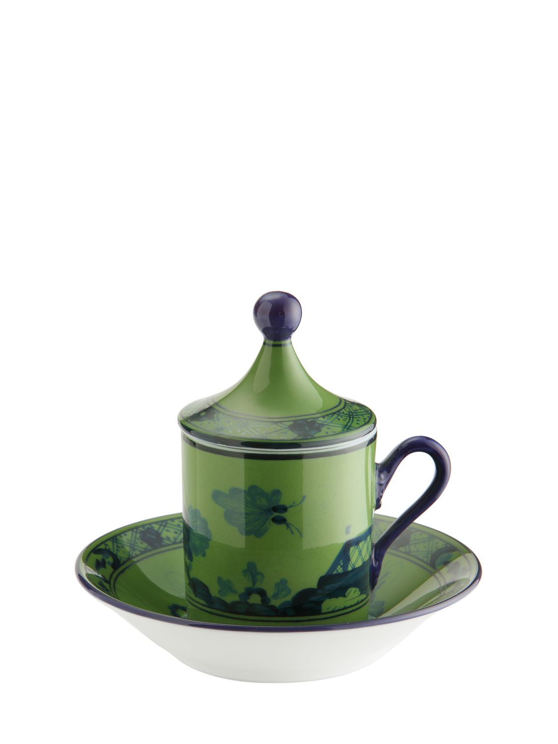 Ginori 1735 Set Of 2 Oriente Italiano Espresso Cups In Malachite