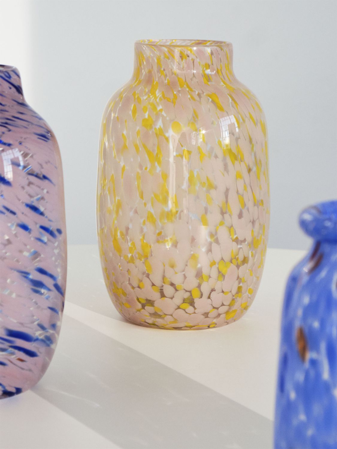 Hay Light Pink And Yellow Splash Large Round Vase In Multicolor