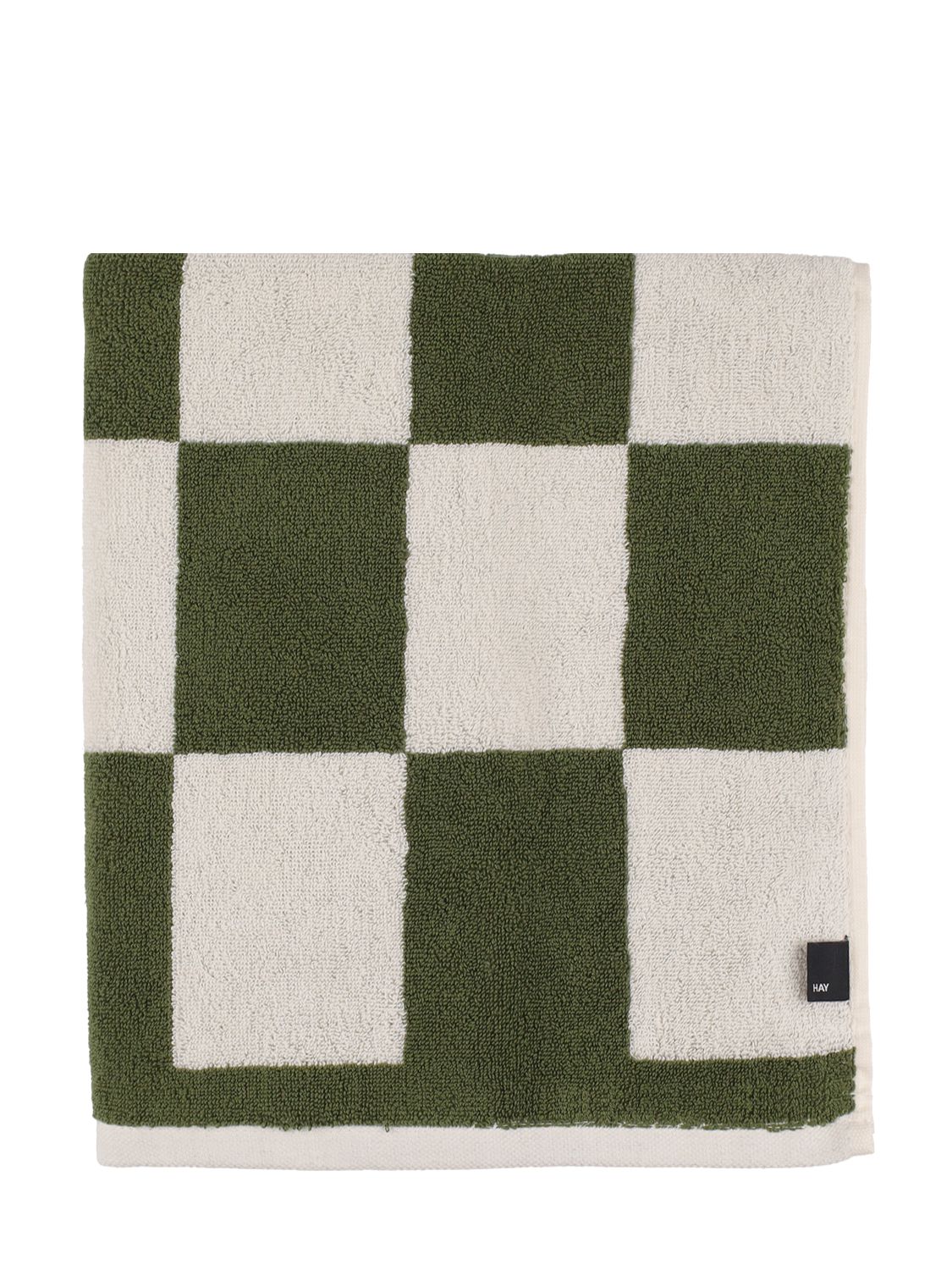 Shop Hay Check Cotton Hand Towel In Green