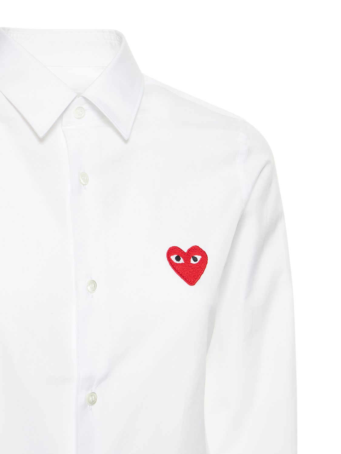 Shop Comme Des Garçons Play Logo Cotton Shirt In White