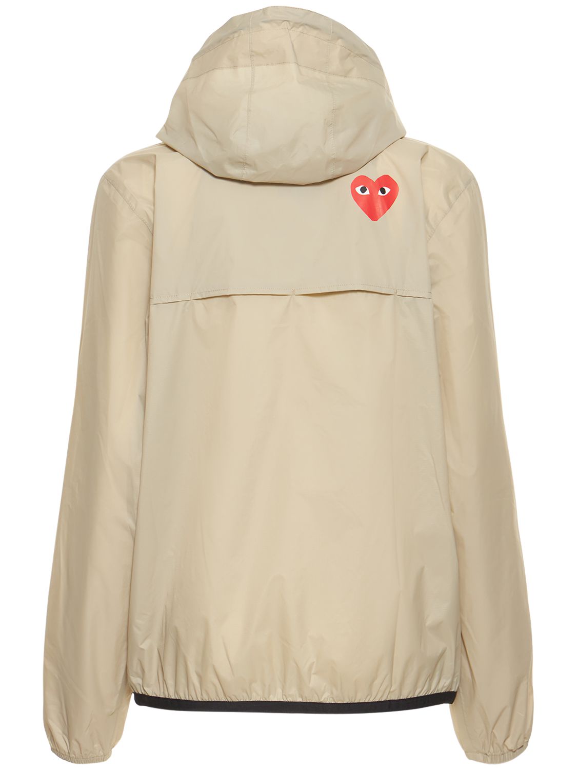 Shop Comme Des Garçons Play Logo Nylon Half Zip Jacket In Beige