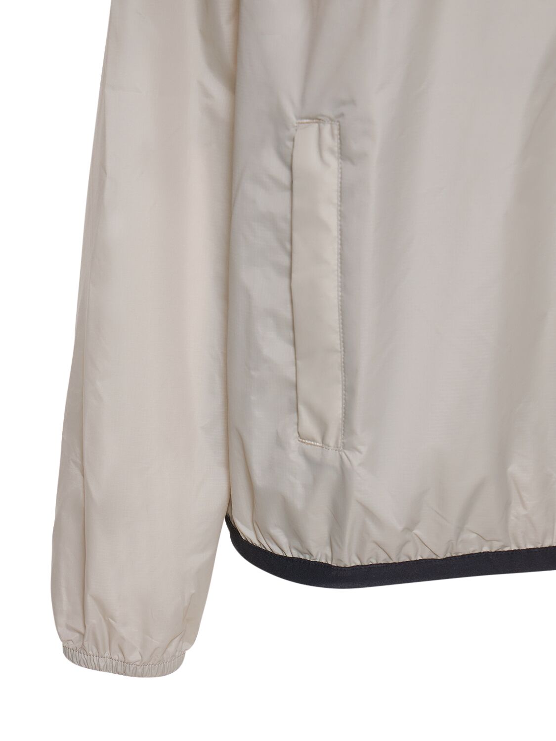 Shop Comme Des Garçons Play Logo Nylon Half Zip Jacket In Beige
