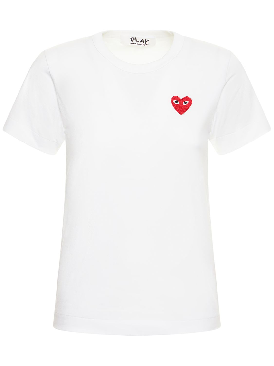 Shop Comme Des Garçons Play Logo Cotton Jersey T-shirt In White