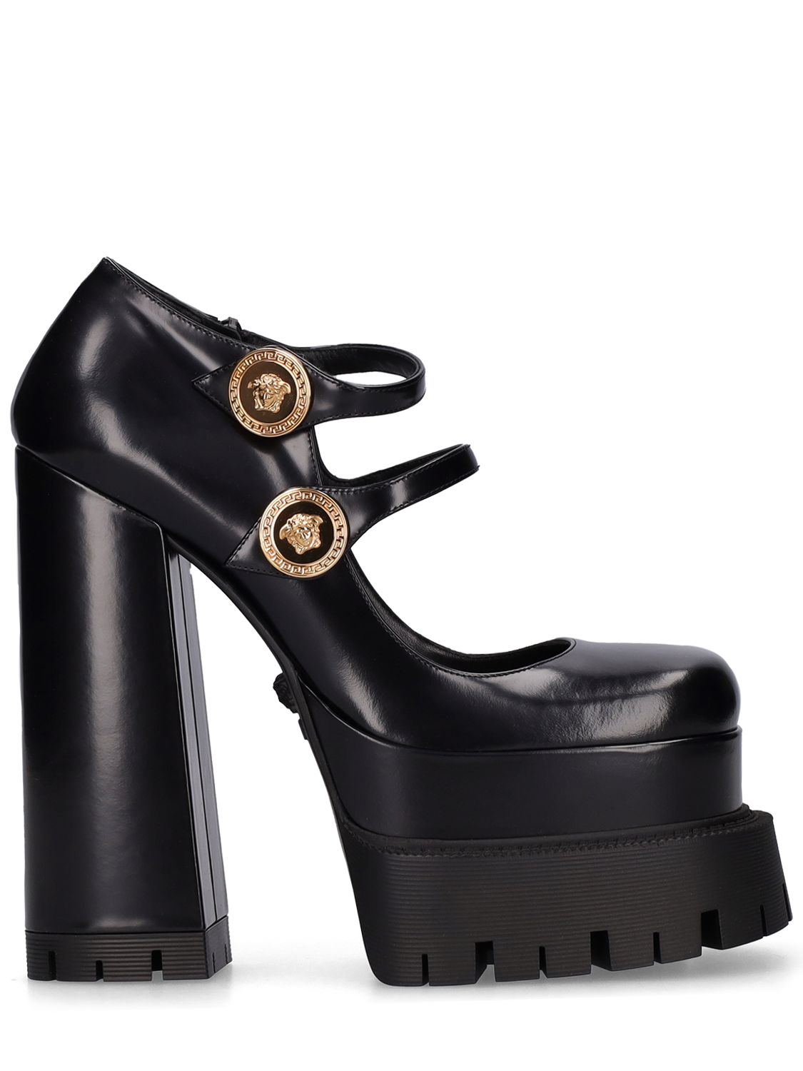 165mm Leather Platform Pumps