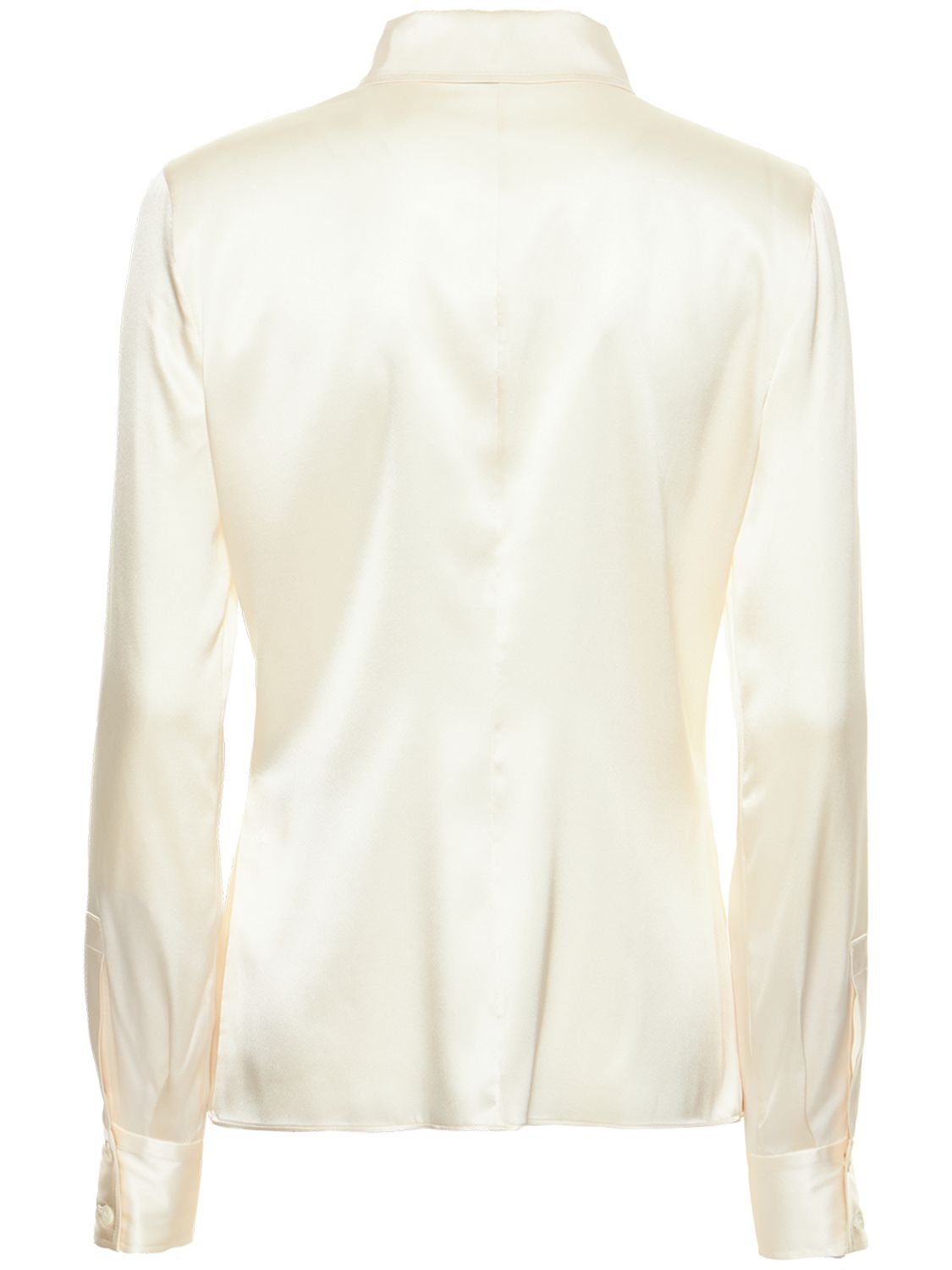 Shop Tom Ford Fitted Stretch Silk Satin Shirt In Chalk