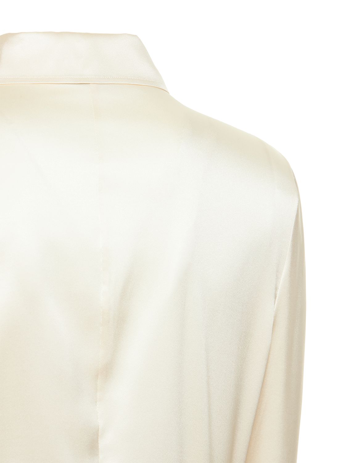 Shop Tom Ford Fitted Stretch Silk Satin Shirt In Chalk
