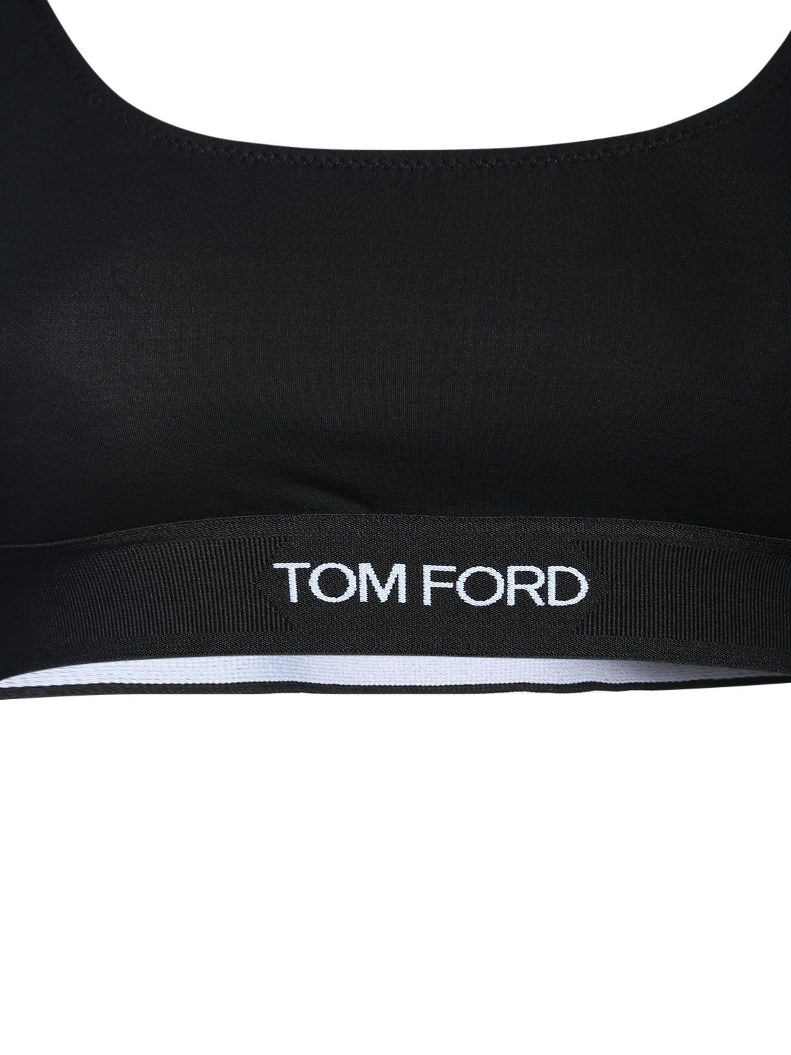 Shop Tom Ford Signature Logo Modal Bra Top In Black