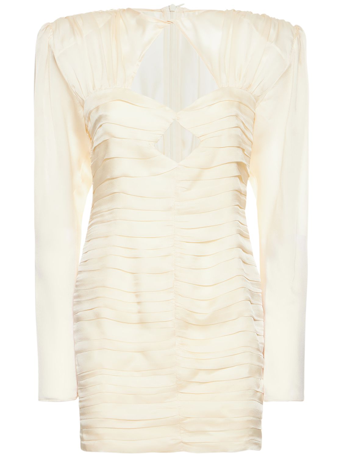 Magda Butrym Ruched Silk Satin Cutout Mini Dress In Cream