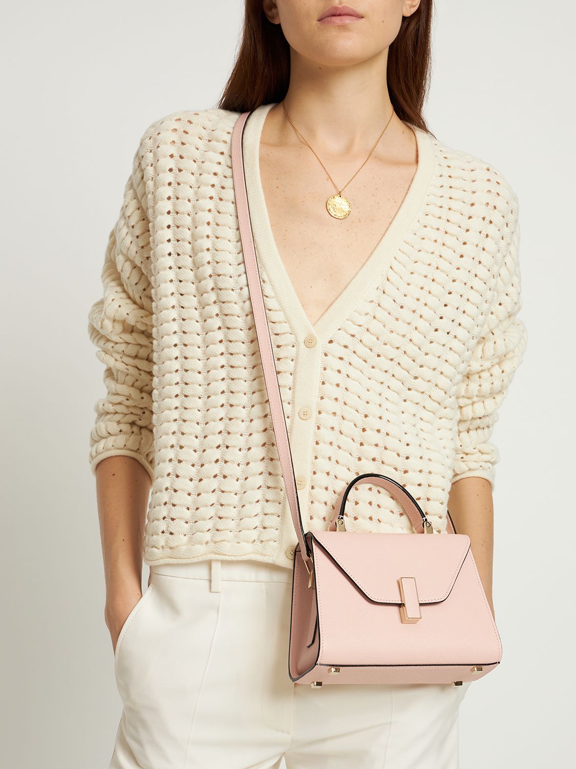 Micro Iside Grain Leather Top Handle Bag