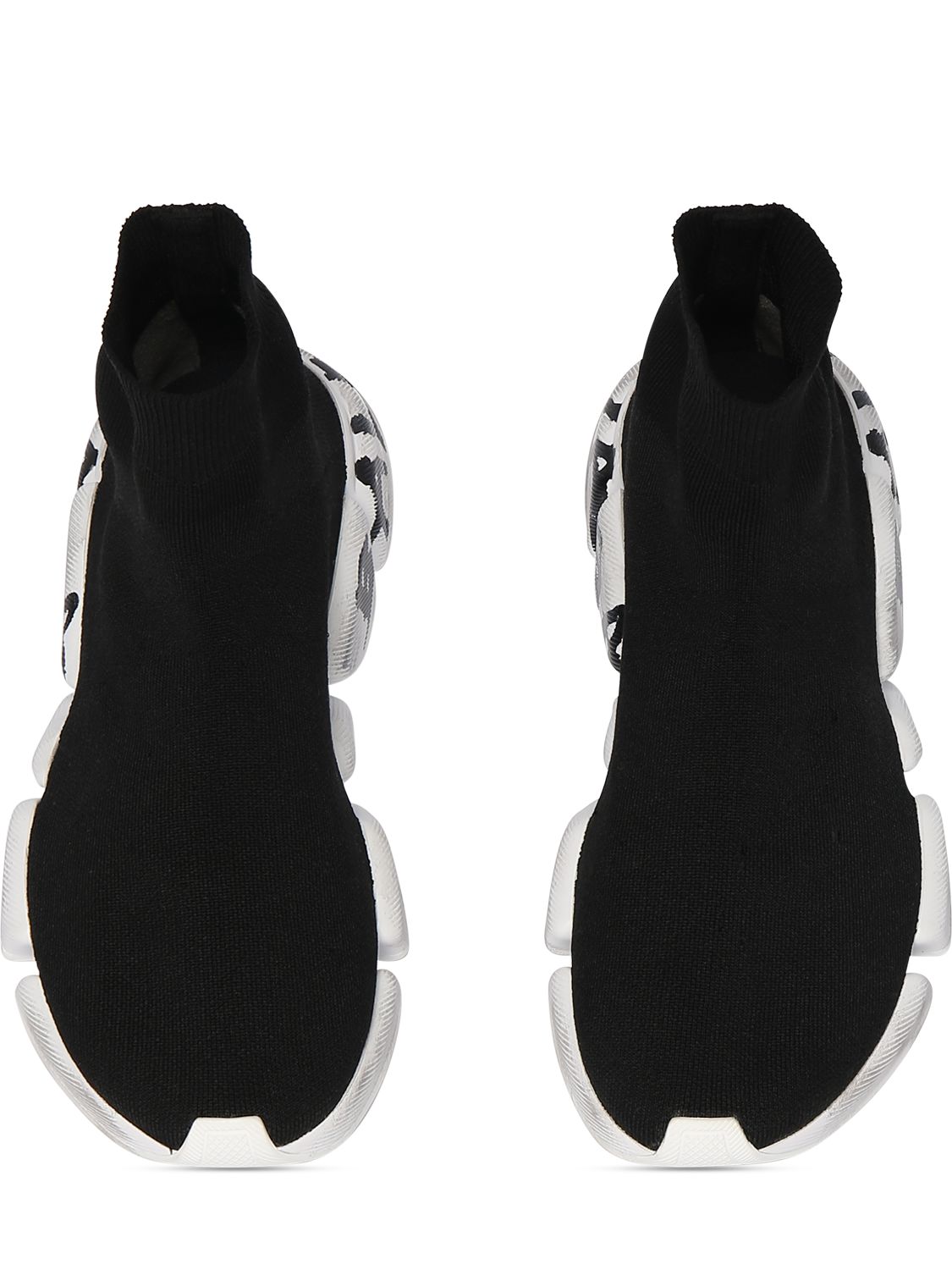 Shop Balenciaga 30mm Speed 2.0 Lt Knit Sneakers In Black,white