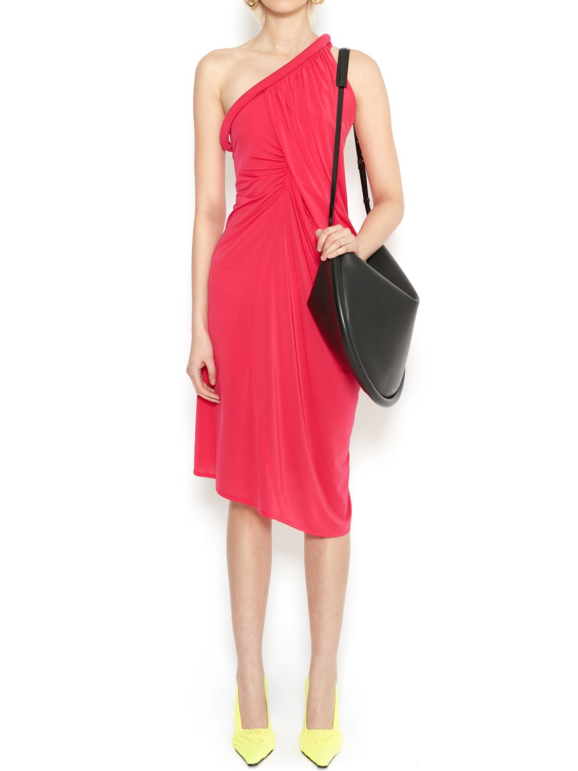 Jw Anderson Pink One-shoulder Ruched Stretch-jersey Dress In Pink