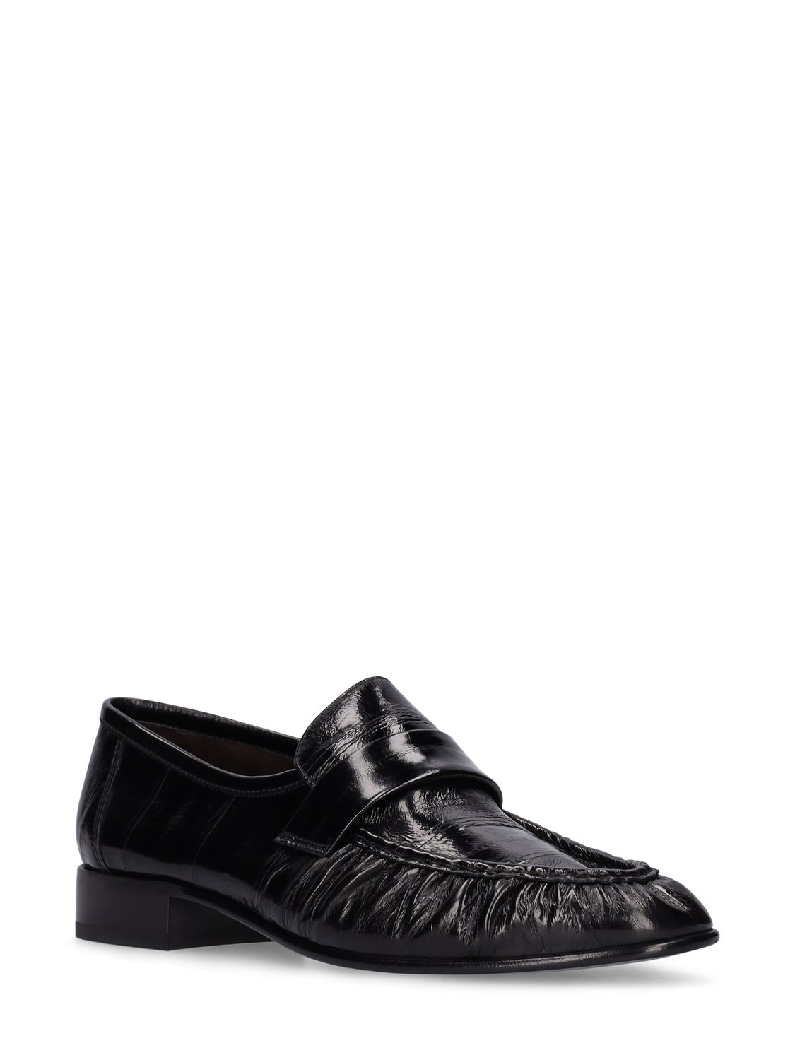 Shop The Row 25mm Soft Eel Leather Loafers In Schwarz