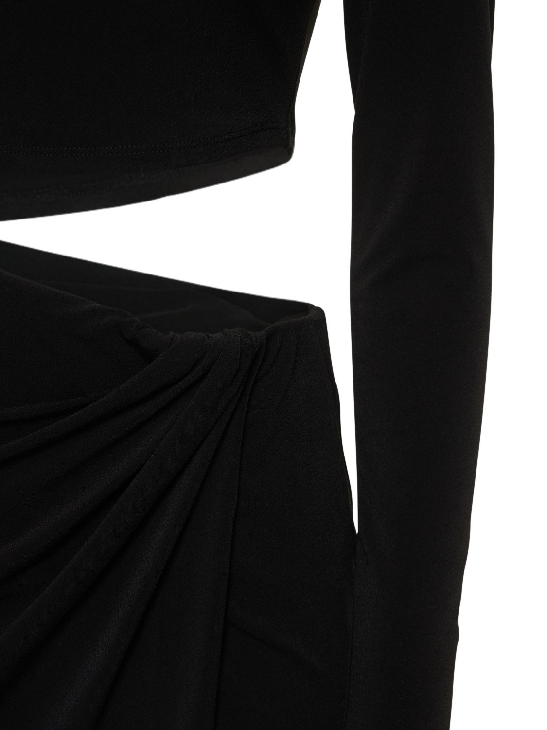 The Andamane Long-sleeve Asymmetric-design Dress In Black
