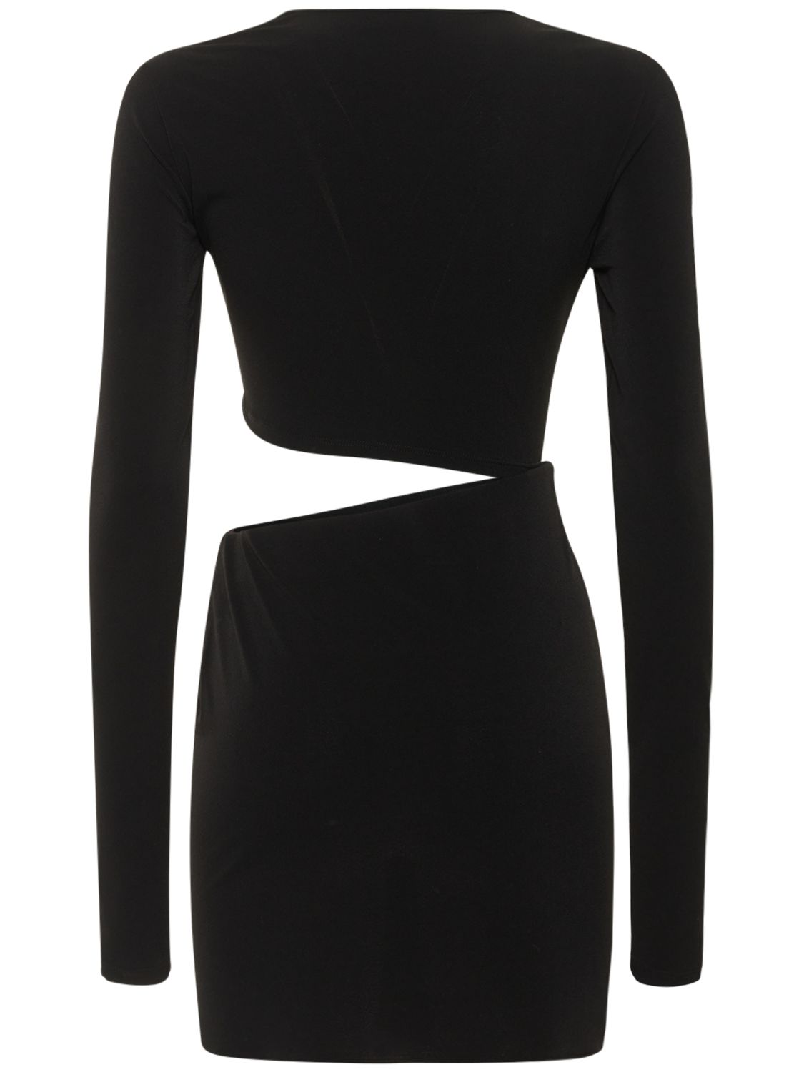 The Andamane Long-sleeve Asymmetric-design Dress In Black
