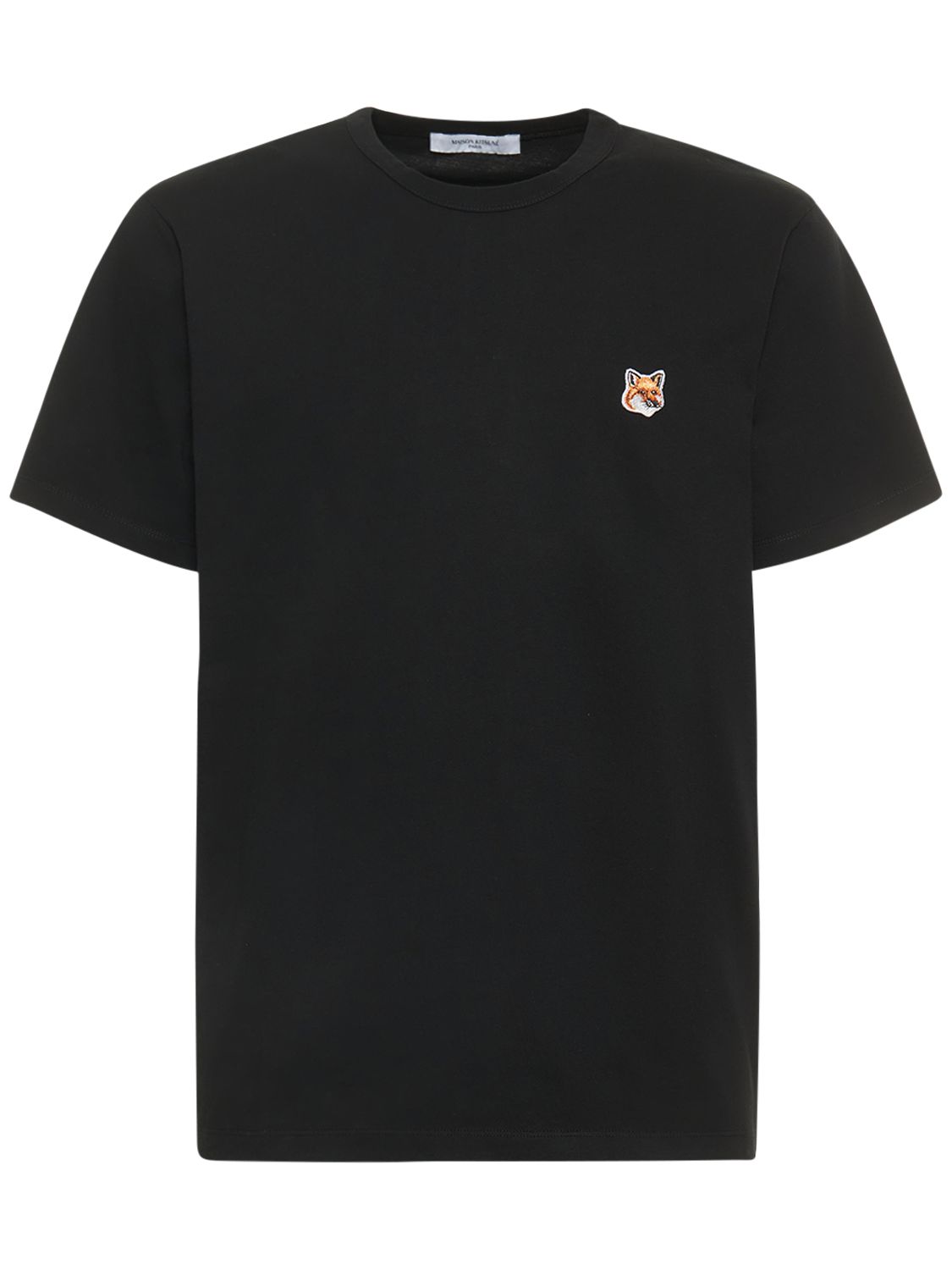 Shop Maison Kitsuné Fox Logo Cotton Jersey T-shirt In Black