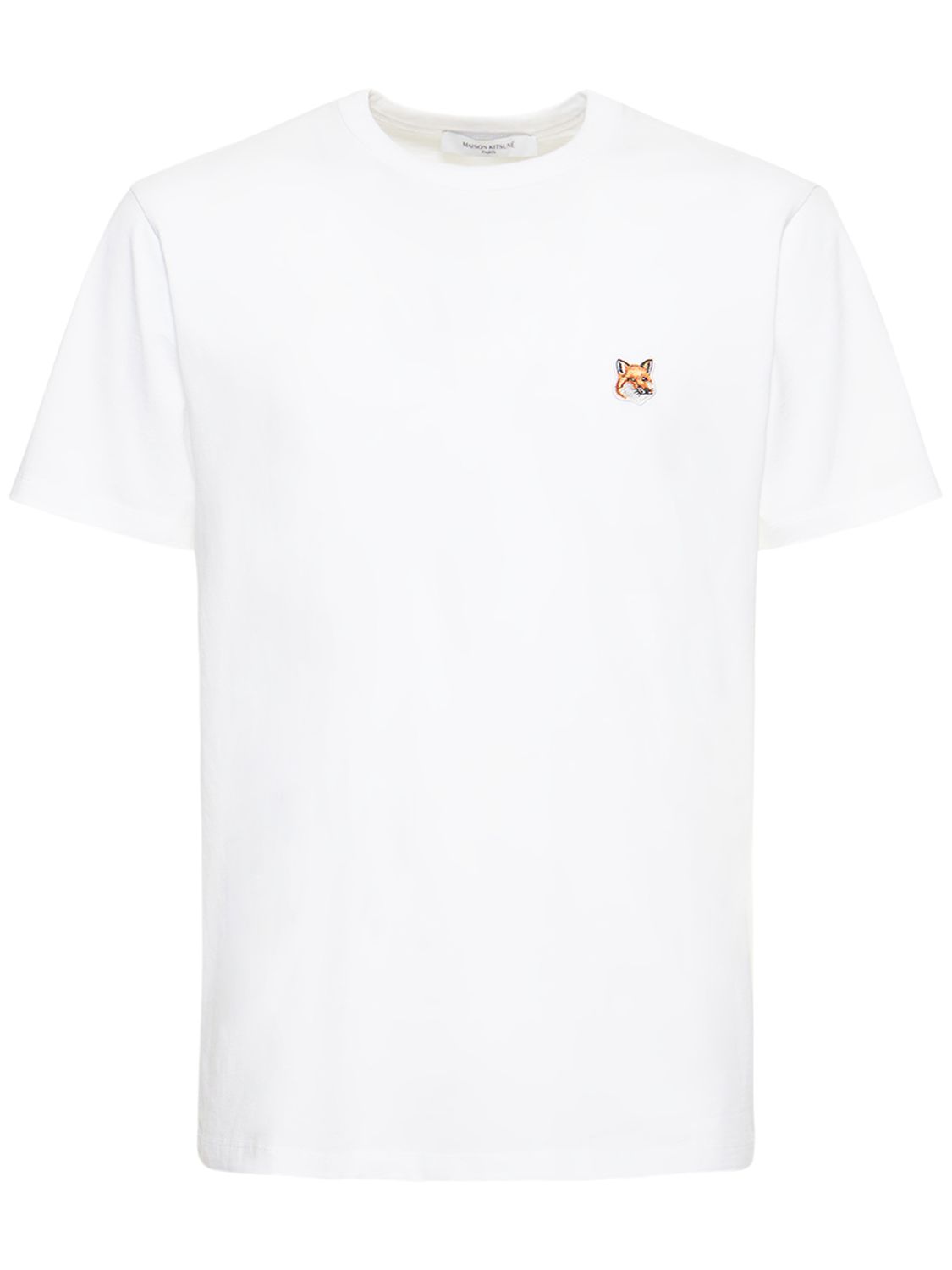 Shop Maison Kitsuné Fox Logo Cotton Jersey T-shirt In White