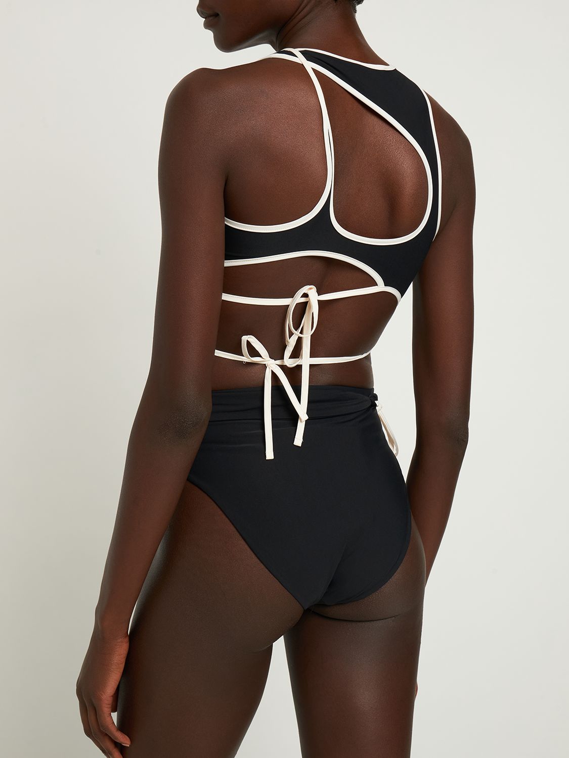 Ottolinger Black Button Laced Bikini In Black