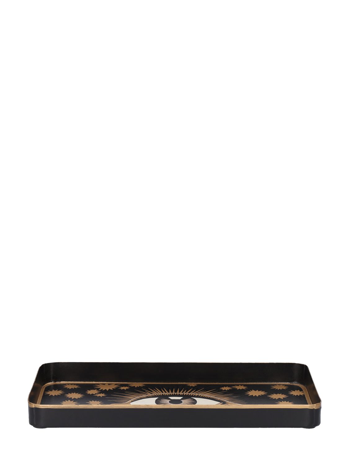 Shop Les Ottomans Eye Hand Painted Iron Tray In Black