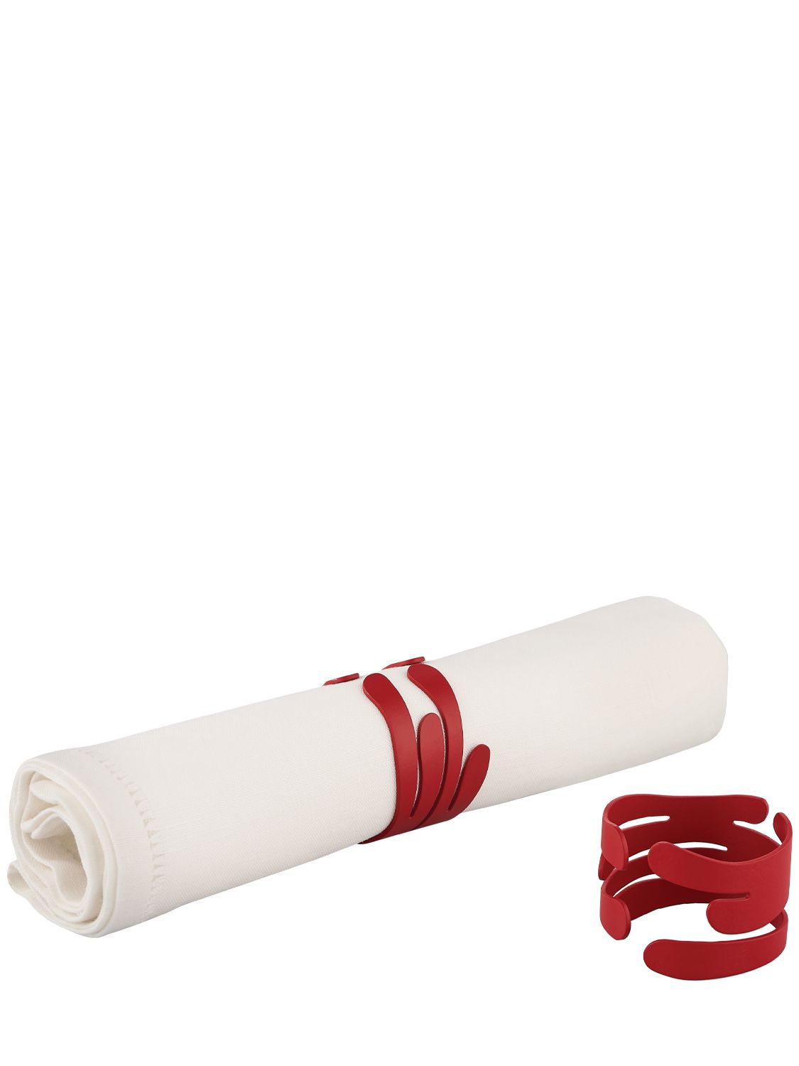 Alessi Set Of 2 Napkin Rings In Red