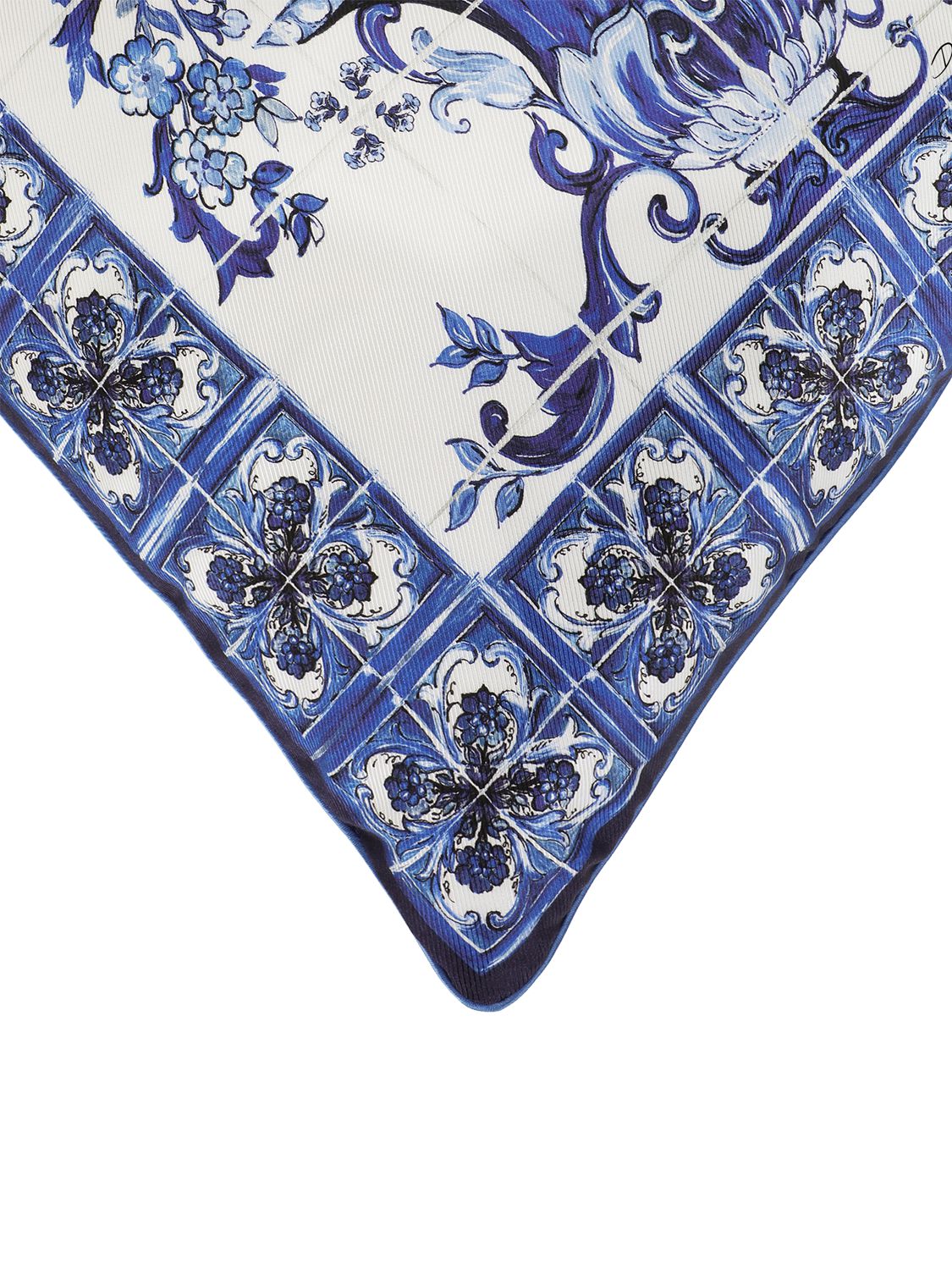 Dolce & Gabbana Silk Twill Cushion Small In Blu Mediterrane