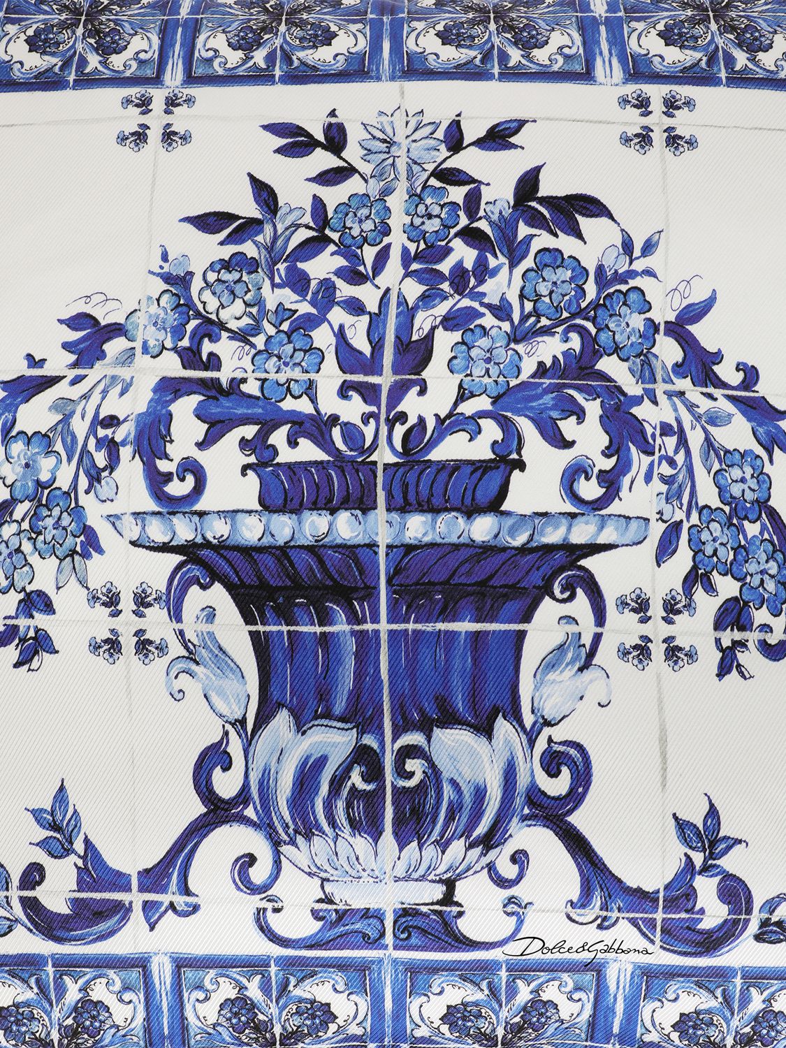 Dolce & Gabbana Silk Twill Cushion Small In Blu Mediterrane