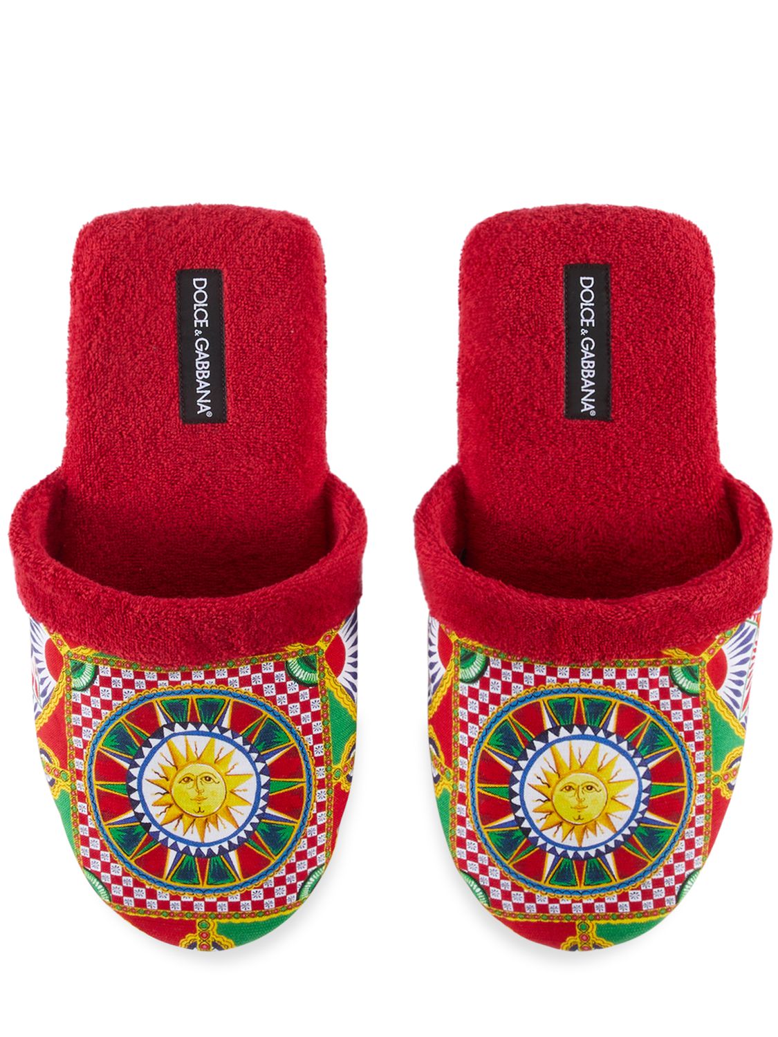 Dolce & Gabbana Cotton Terry Slippers In Carretto