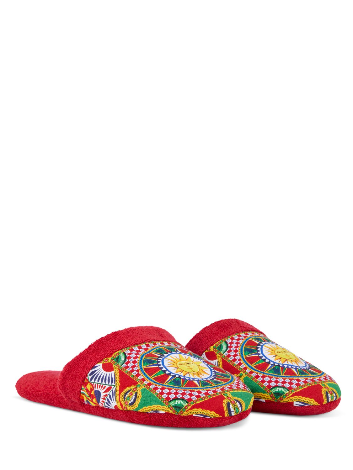 Dolce & Gabbana Cotton Terry Slippers In Carretto