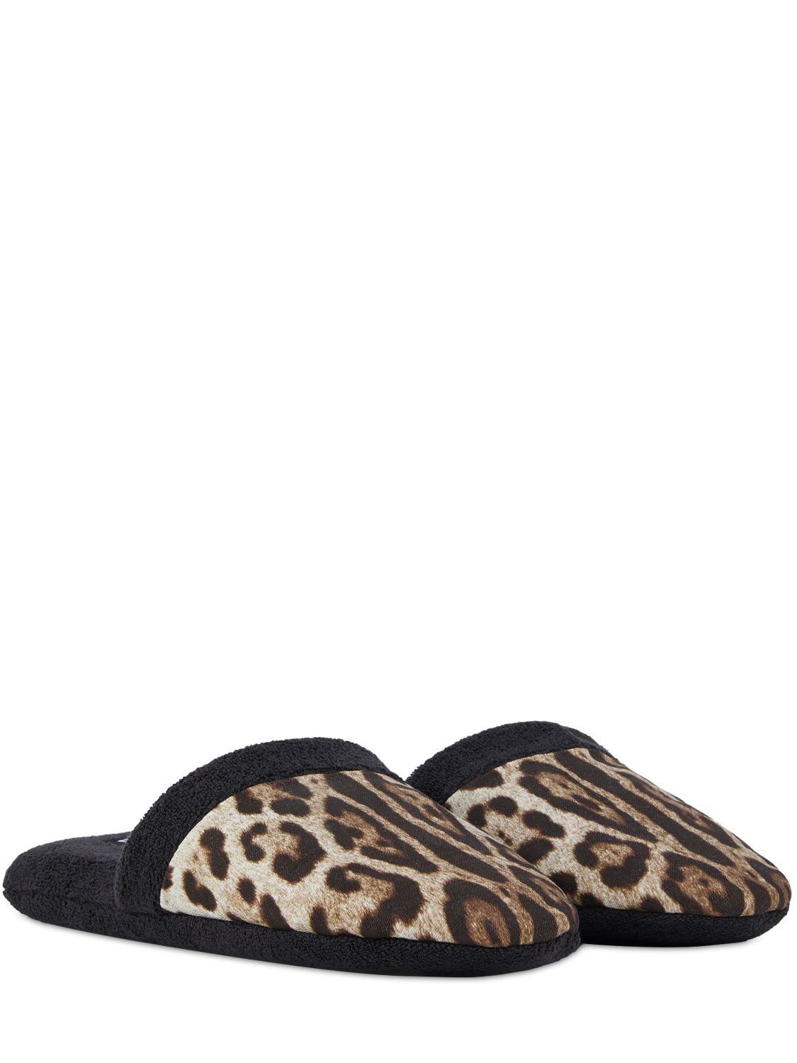 Dolce & Gabbana Leopardo Cotton Terry Slippers In Leopardo