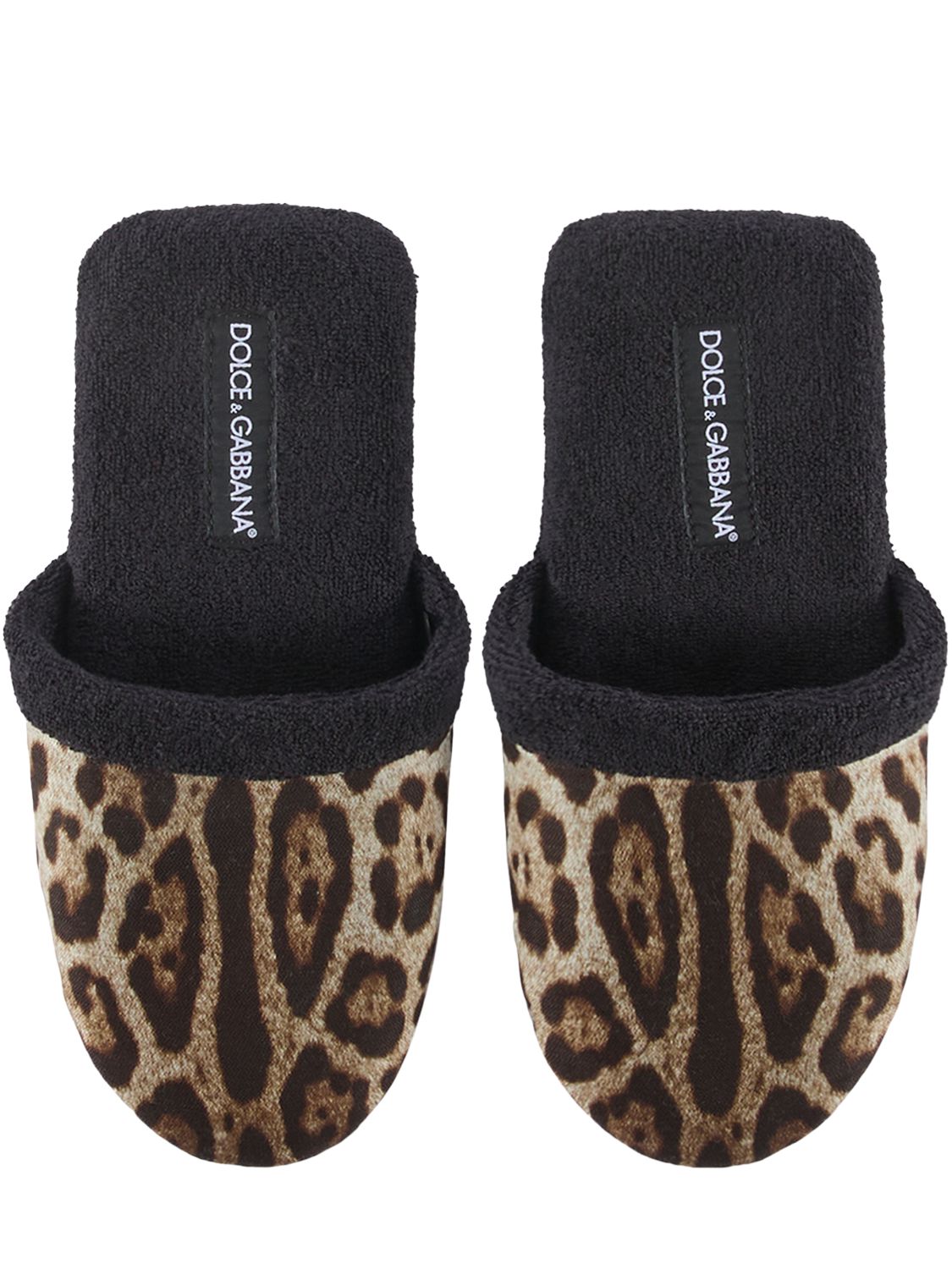 Dolce & Gabbana Leopardo Cotton Terry Slippers In Leopardo
