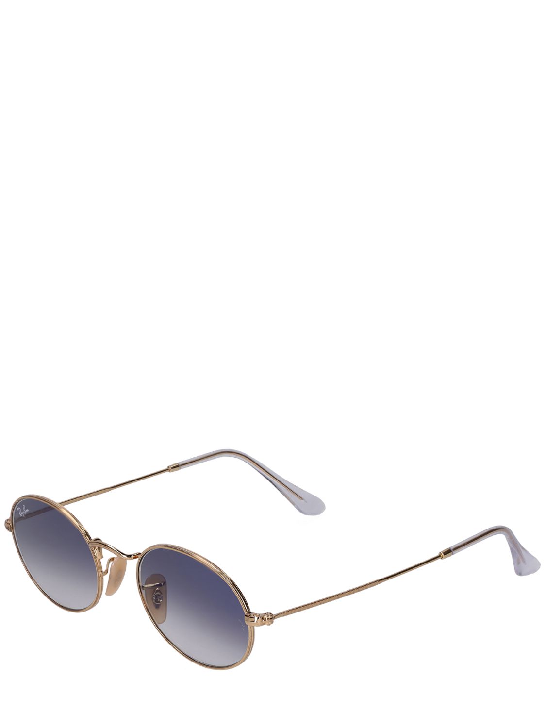 Ray Ban Oval Flat Metal Sunglasses In Metallic