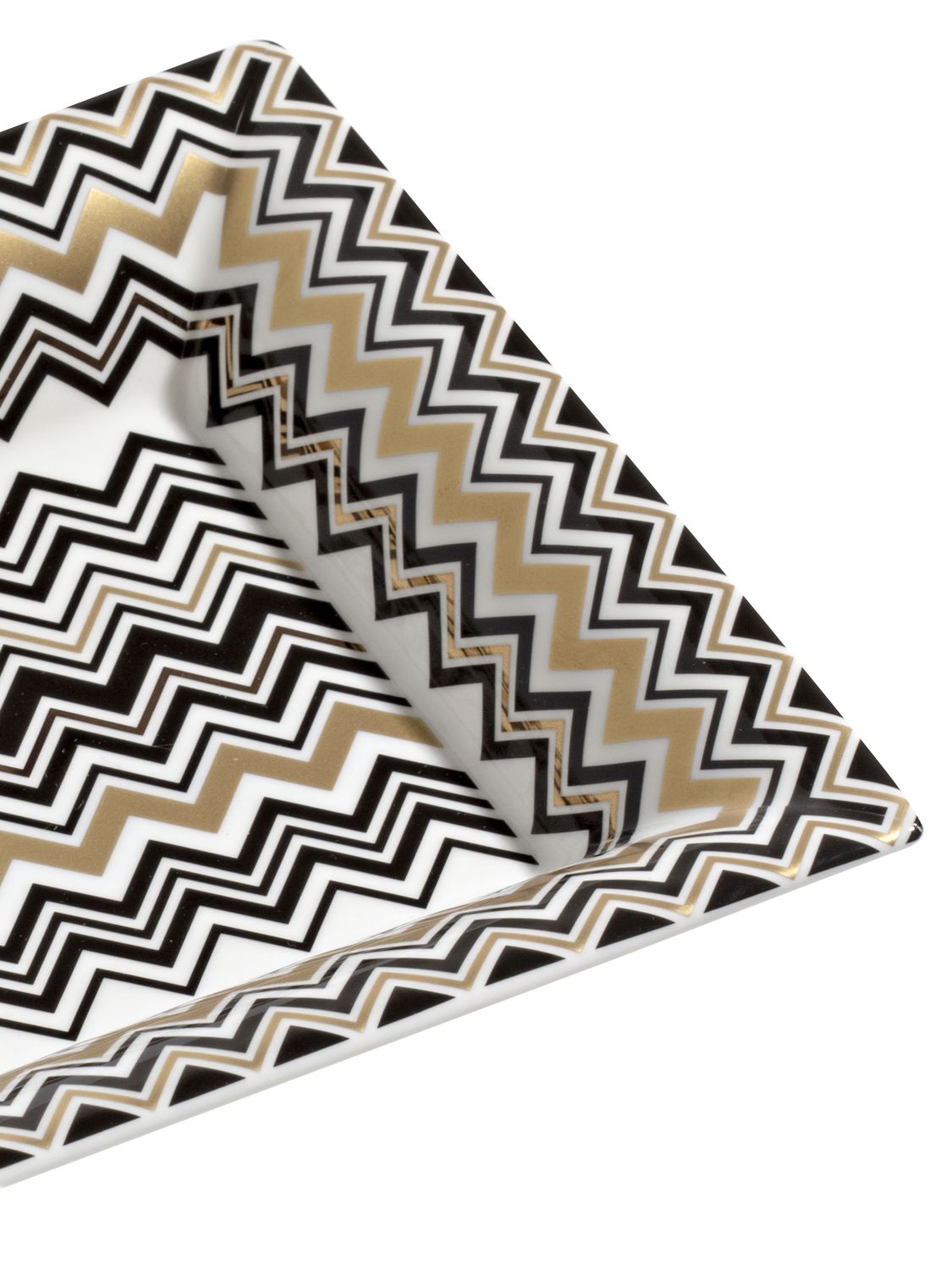Missoni Zig Zag Gold Rectangular Tray Large In Multicolor