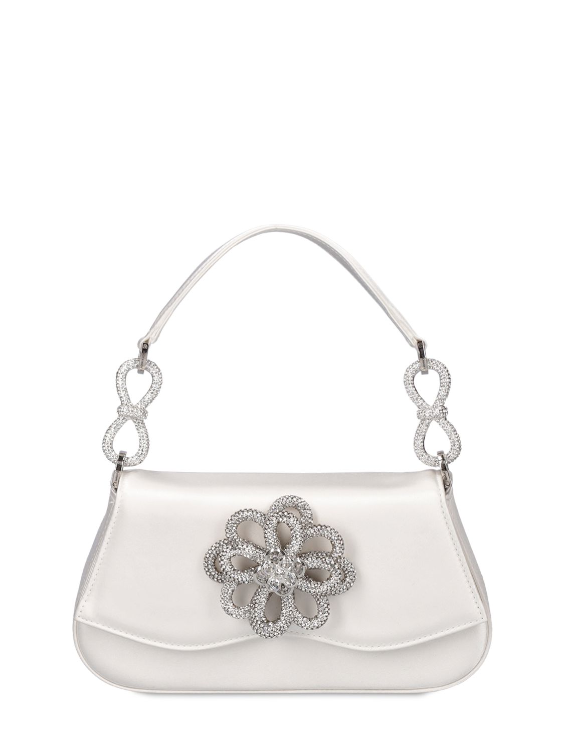 Flower Satin Top Handle Bag