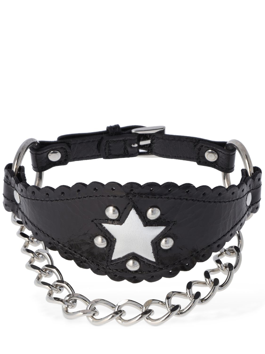 Leather Choker W/ Star & Chain