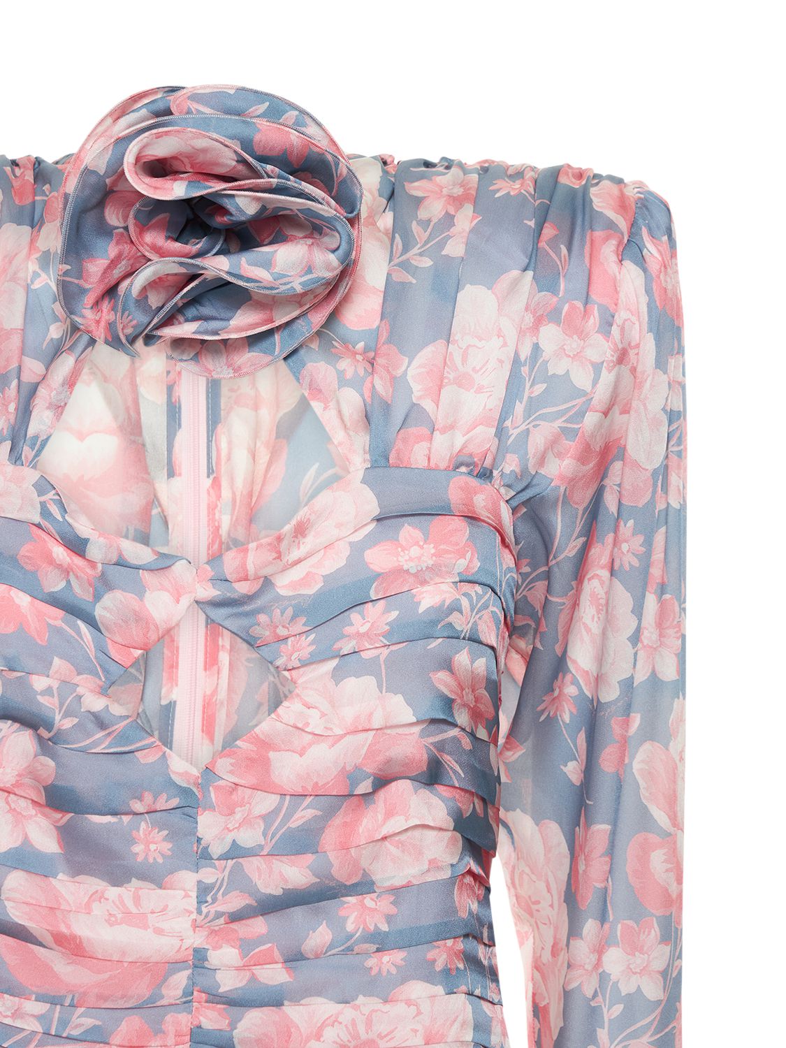 Magda Butrym Printed Silk Ruched Mini Dress In Multicolor