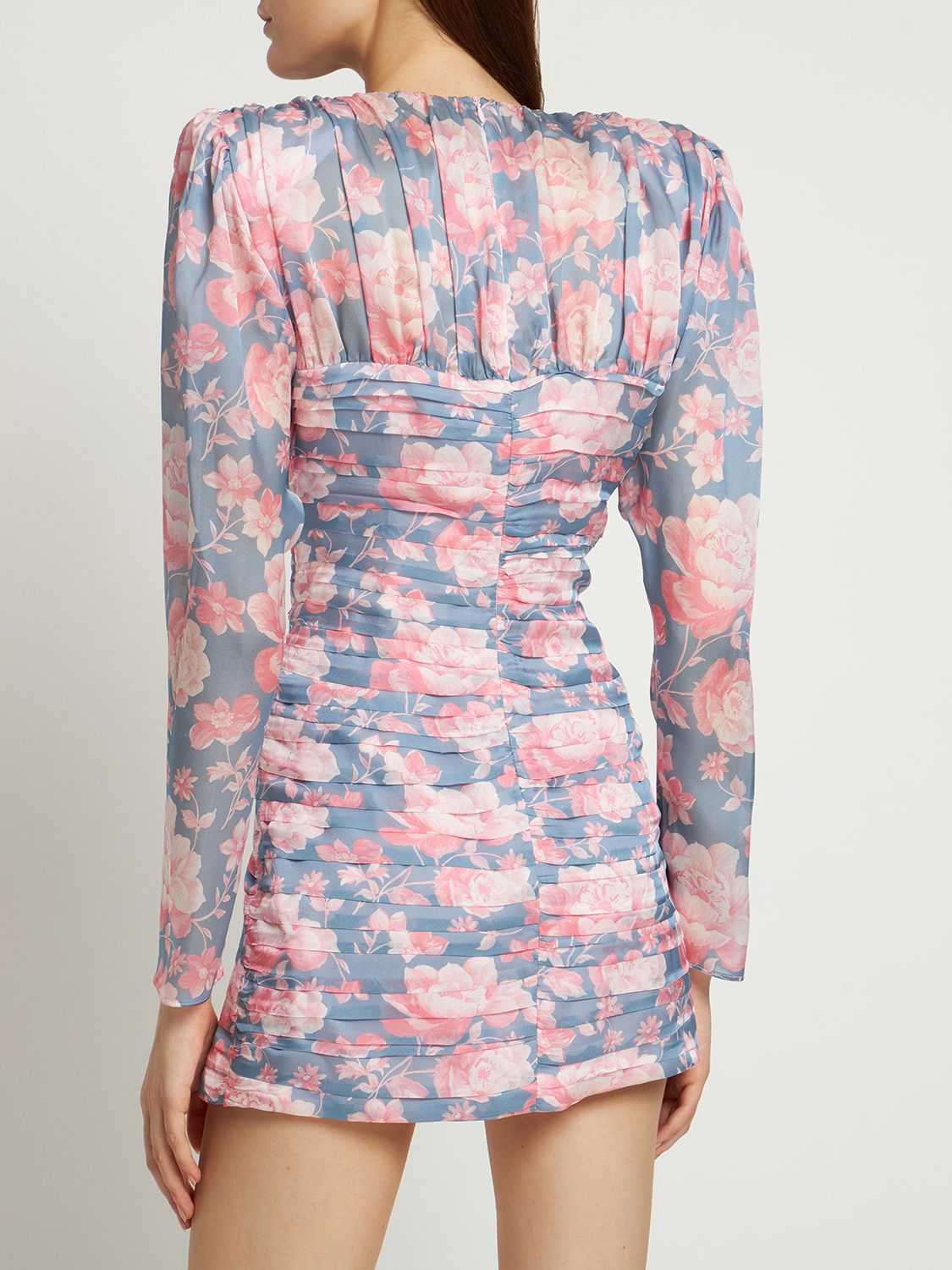 Magda Butrym Printed Silk Ruched Mini Dress In Multicolor