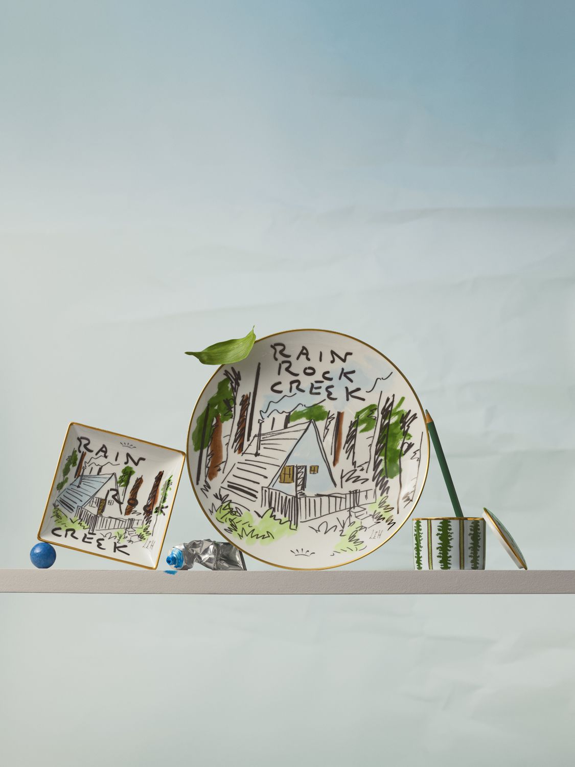 Ginori 1735 Rain Rock Creek Valet Tray In White