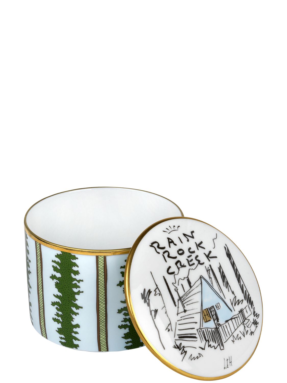 Ginori 1735 Rain Rock Creek Porcelain Box In Multicolor