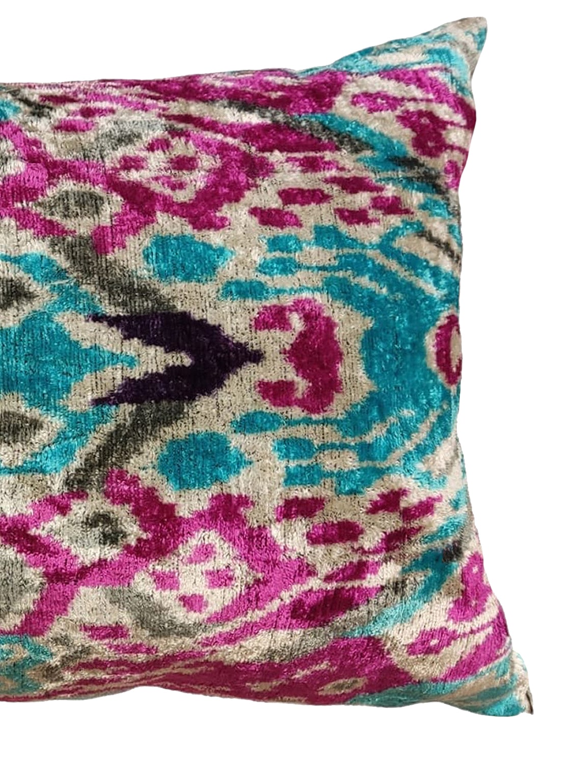 Les Ottomans Silk & Cotton Cushion In Multicolor