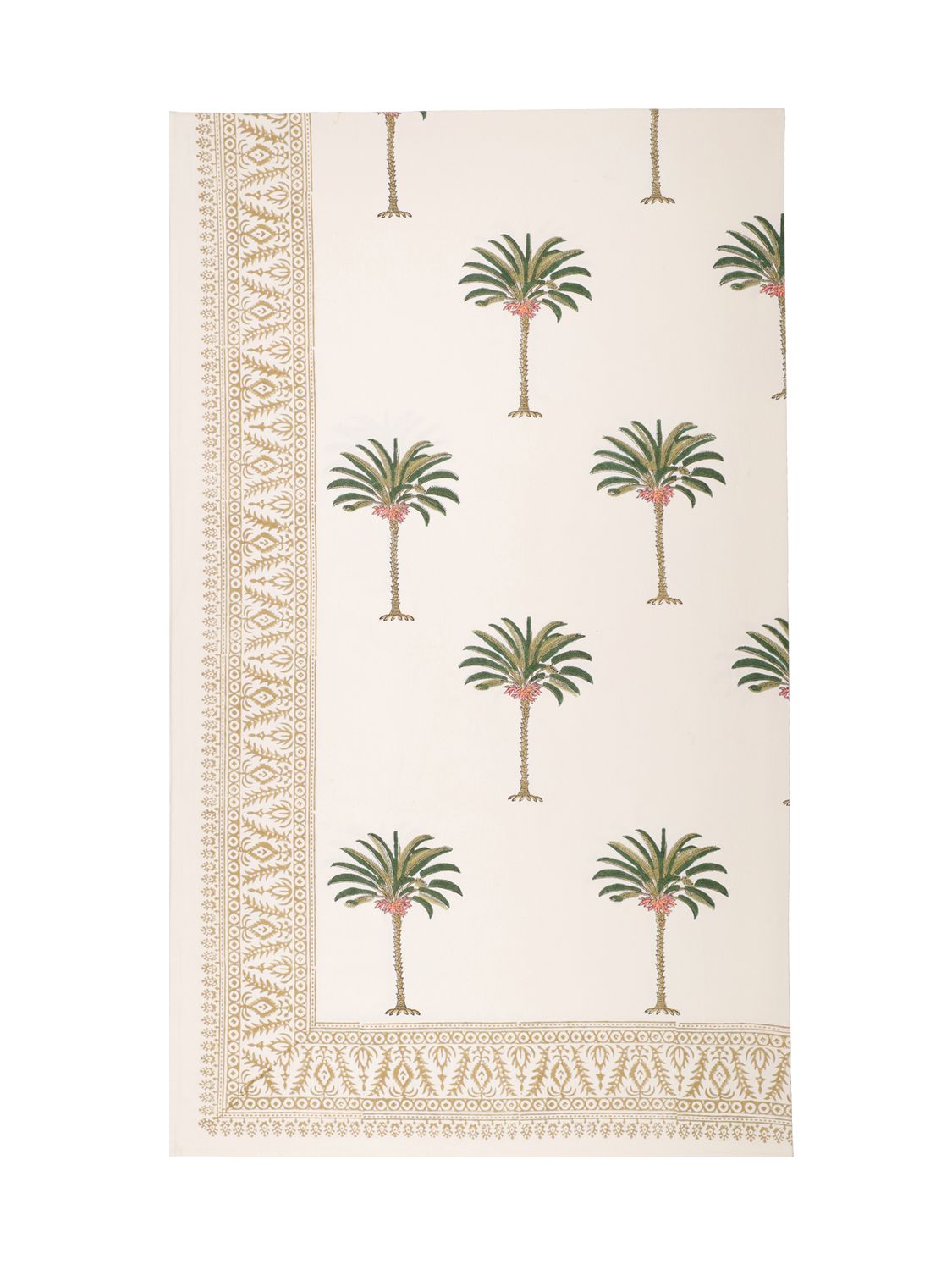 Les Ottomans Handprinted Cotton Tablecloth In White
