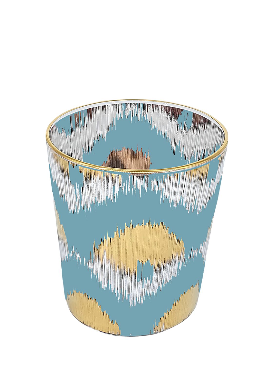 Les Ottomans Set Of 4 Ikat Gold Glasses In Gold,blue