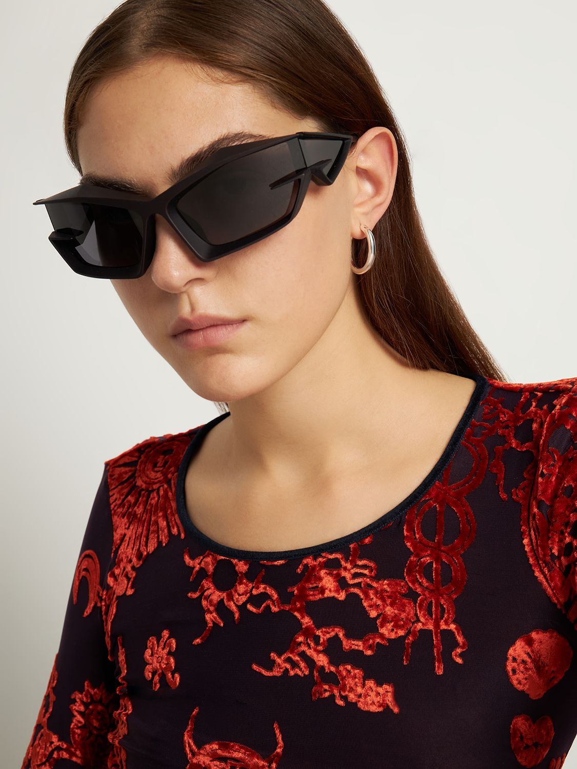 Shop Givenchy Giv Cut Geometric Sunglasses In Black/smoke