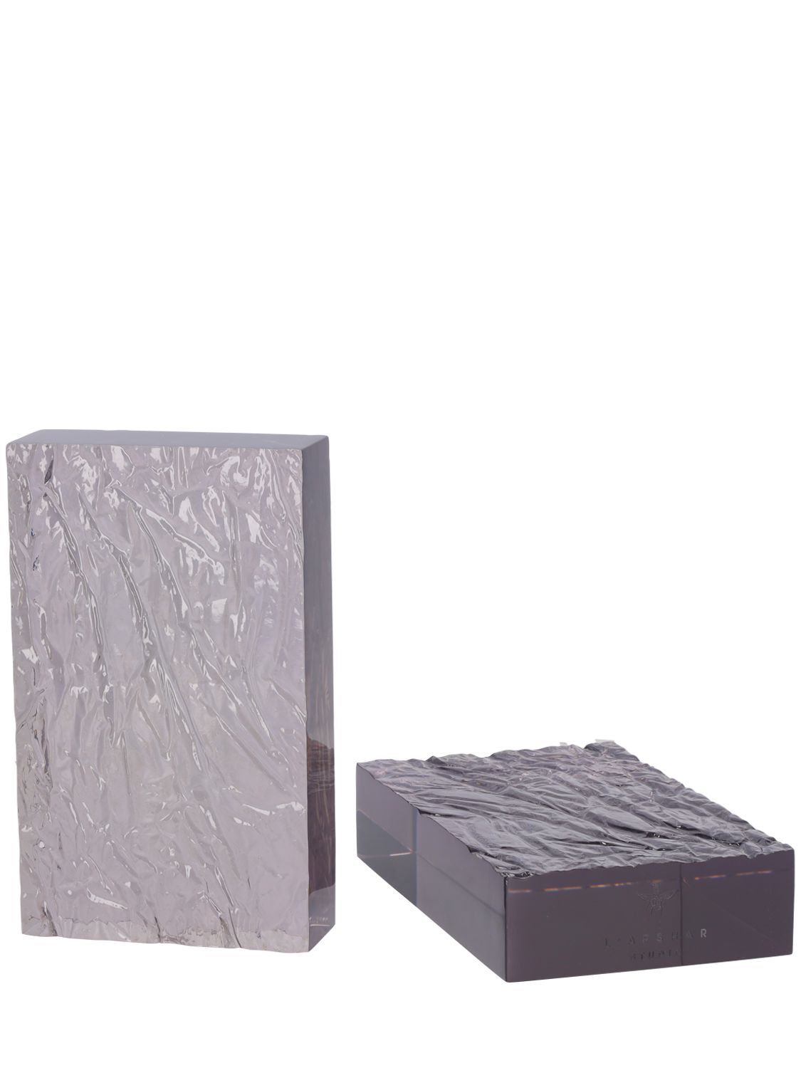 L'afshar Set Of 2 Crushed Iced Bookends In Transparent