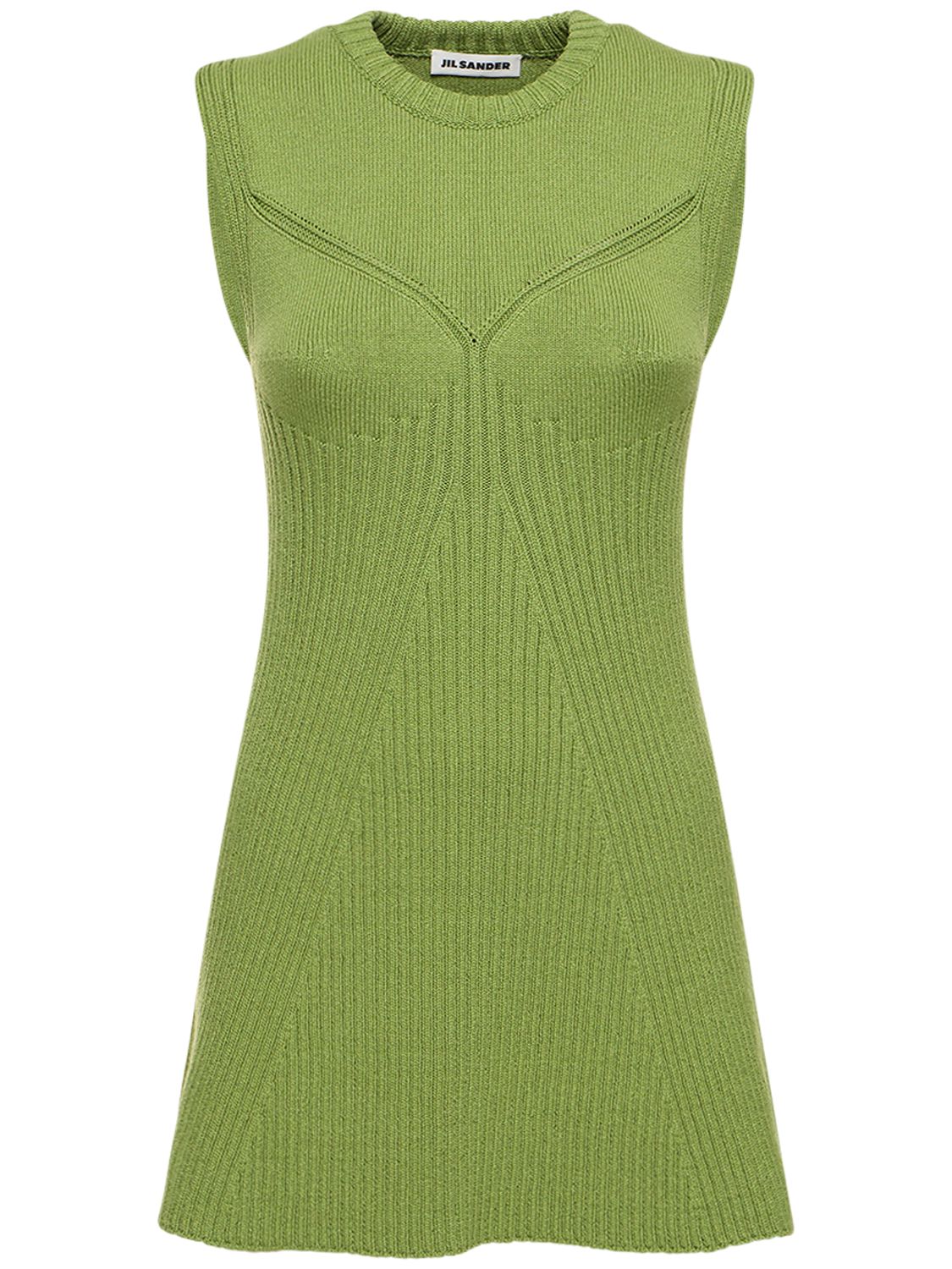 Robe Courte En Maille Côtelée De Coton Mélangé - JIL SANDER - Modalova