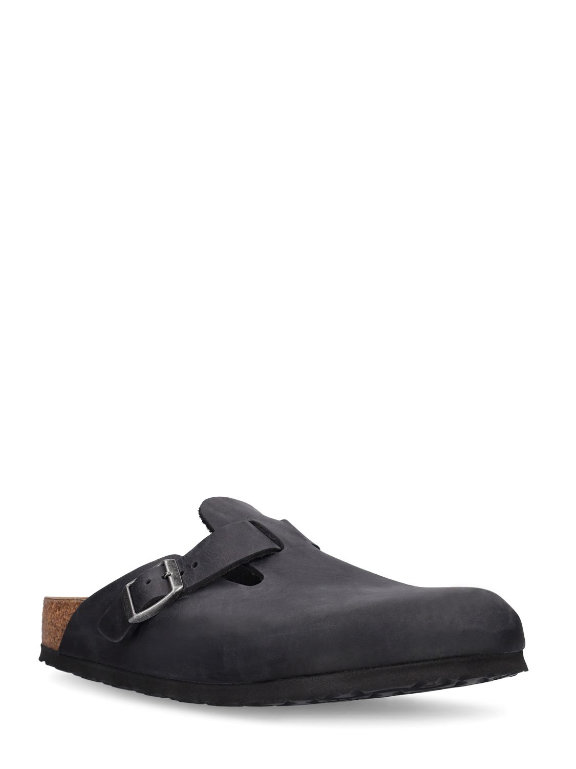 Shop Birkenstock Boston Waxy Leather Sandals In Black