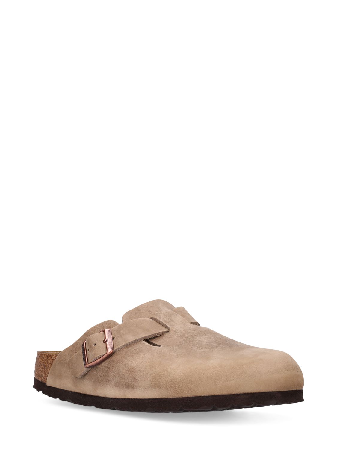 Shop Birkenstock Boston Waxy Leather Sandals In Beige